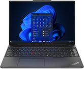 Lenovo ThinkPad E16 Gen 2 Laptop with a 16" WUXGA IPS display, powered by Intel Core Ultra 7 155H processor. It features 16GB of RAM, a 512GB SSD, Intel Arc graphics, an English keyboard, comes in black color, 21MAS07K00.